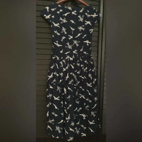 Vintage Modcloth Emily and Fin Airplane/Jet/Planes/Air Force Navy Cotton Dress - Picture 3 of 11